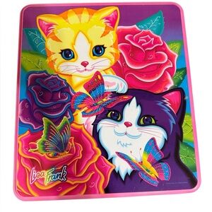 Vintage Lisa Frank kittens and butterflies collectible tin container